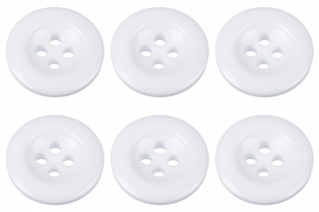 Pack of 6 White 17mm Buttons for Trousers with Braces