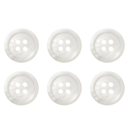 Pack of 6 White Mock Horn Buttons 18mm