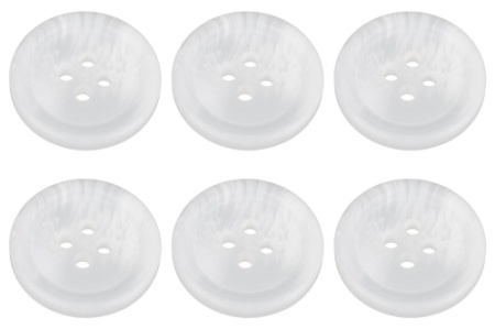 Pack of 6 White Mock Horn Buttons 20mm