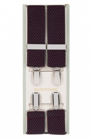 Patterned Trouser Braces – Navy Blue and Burgundy