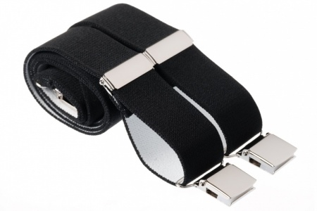 Plain Black Trouser Braces With Heavy Duty Large Strong Clips