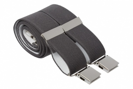 Plain Grey Trouser Braces With Large Clips