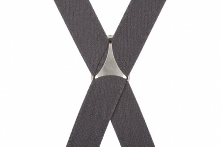 Plain Grey Trouser Braces With Large Clips