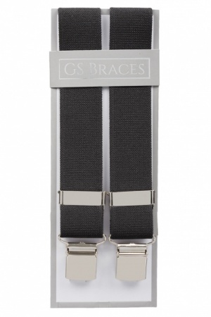 Plain Grey Trouser Braces With Large Clips