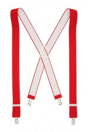 Plain Red Braces for Trousers