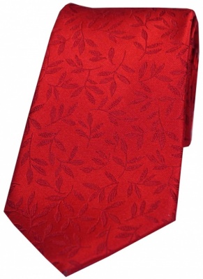 Red Jacquard Leaf Silk Tie