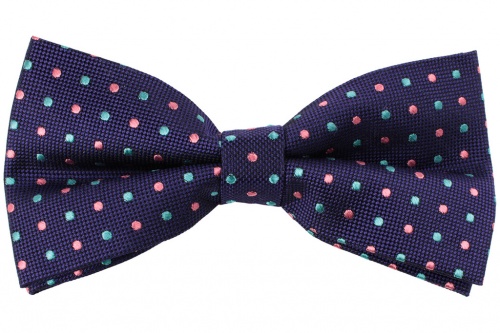 Silk Purple Bow Tie With Pink and Turquoise Dots