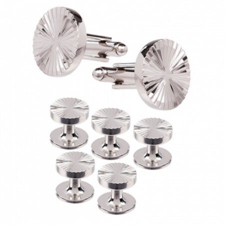 Silver Dress Shirt Studs and Cufflink Set