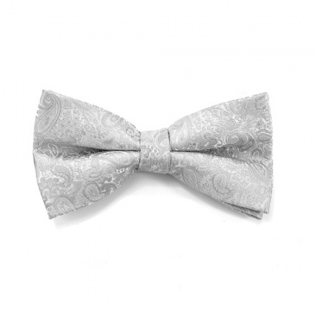 Silver Paisley Bow Tie
