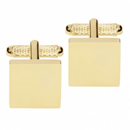 Square Plain Cufflinks in Gold