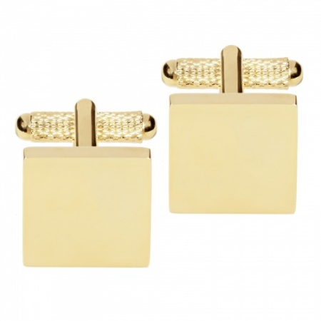 Square Plain Cufflinks in Gold