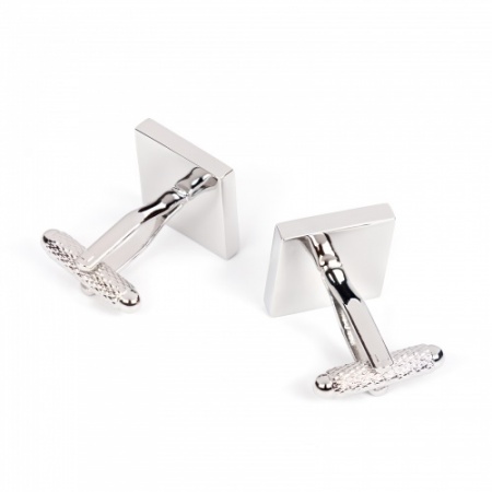 Square Plain Cufflinks in Silver