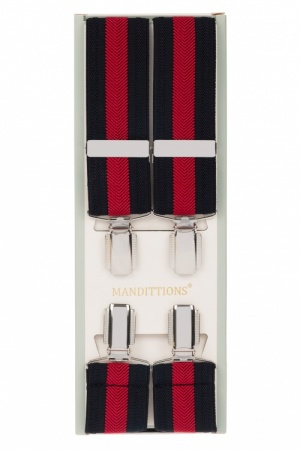 Striped Trouser Braces - Black and Red