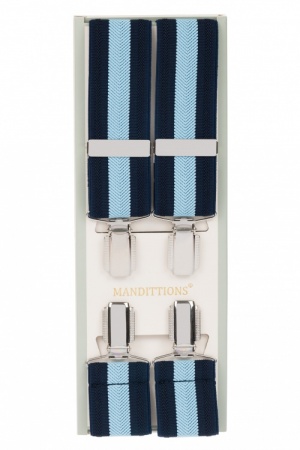 Striped Trouser Braces - Navy and Light Blue