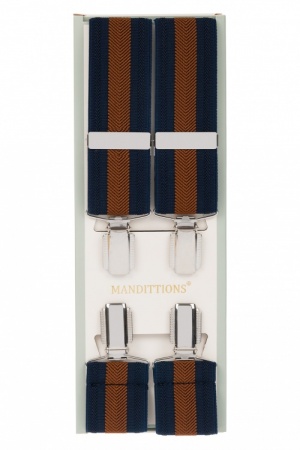 Striped Trouser Braces – Navy Blue and Bronze