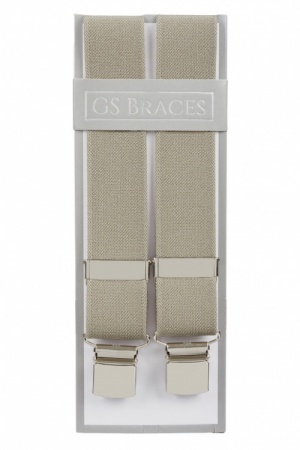 Outlet Non pristine Plain Taupe Trouser Braces With Large Clips