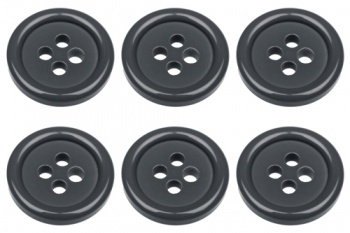 15mm Flat Grey Buttons with 4 Holes
