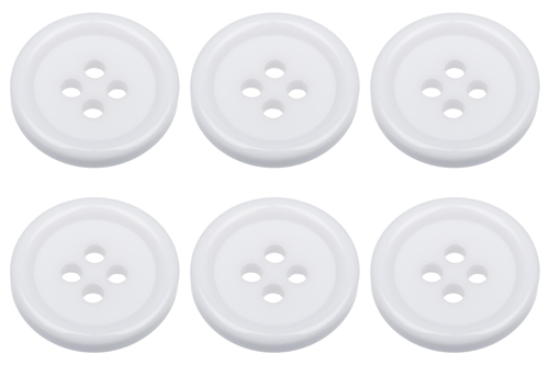 18mm Flat White Buttons with 4 Holes