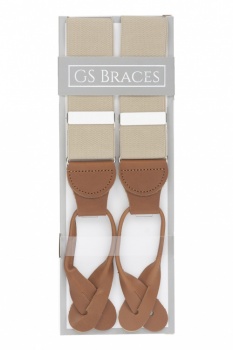 Beige Button On Trouser Braces