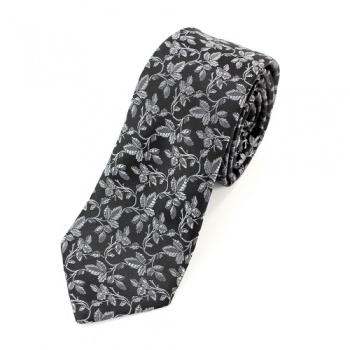 Black and Grey Leaf Pattern Tie