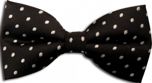 Black Silk Bow Tie with White Polka Dots