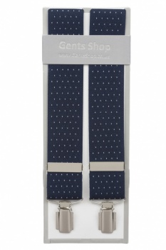 Blue Suit Trouser Braces With White Polka Dots