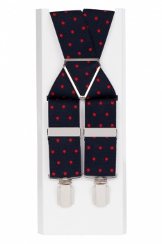 Blue Trouser Braces with Red Spots