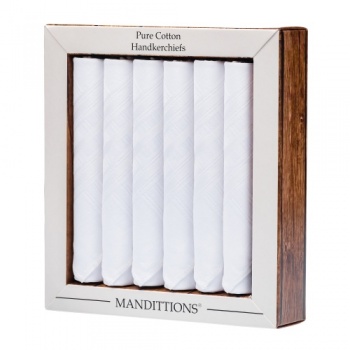 Energystation Mens White Handkerchiefs,100% Soft Cotton 