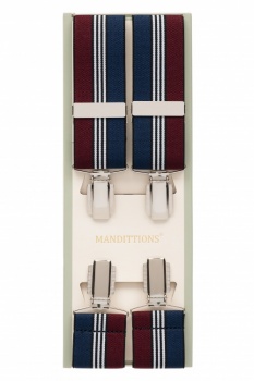 Burgundy and Navy Blue Striped Trouser Braces