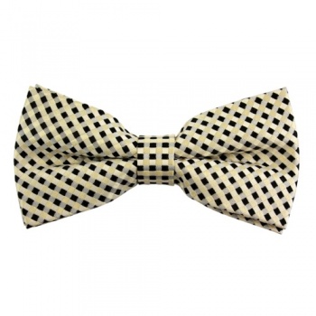 Checked Black and Gold Bow Tie