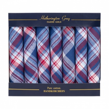 Boxed Set of 6 Colourful Checked Handkerchiefs