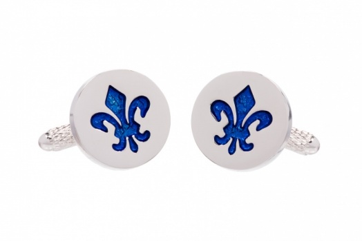 Fleur De Lis Cufflinks with Blue Centre