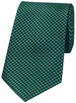 Green and Navy Blue Dogtooth Silk Tie