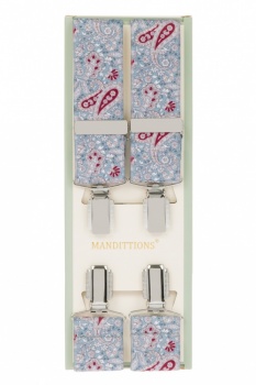 Grey and Maroon Paisley Trouser Braces