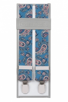 Light Blue and Pink Paisley Trouser Braces