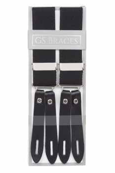 Men's Black Button On Braces