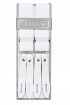 Men's White Button On Braces