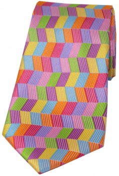 Multicoloured Zig Zag Silk Tie