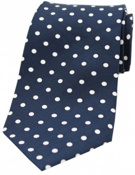 Navy Blue and White Polka Dot Tie