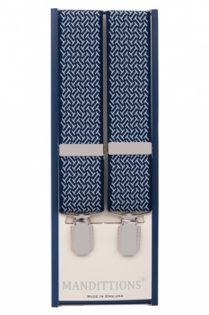 Navy Blue Geometric Pattern Trouser Braces