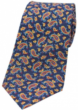 Navy Blue Paisley Luxury Silk Tie