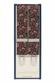 Navy Blue Paisley Trouser Braces