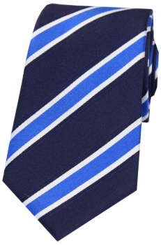Navy White And Blue Striped Silk Tie