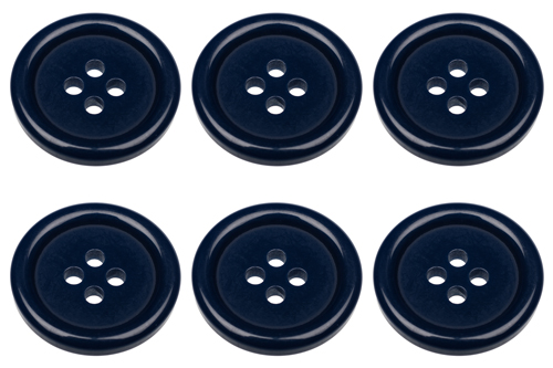 Pack of 6 20mm Blue Buttons with 4 Holes