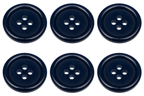 Pack of 6 20mm Blue Buttons with 4 Holes