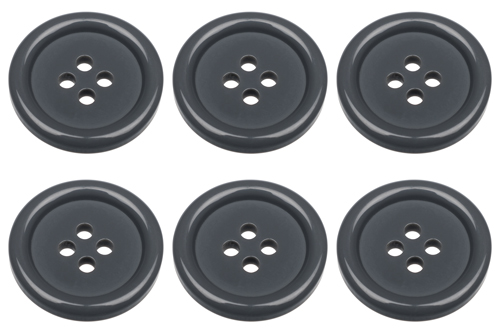 Pack of 6 20mm Grey Buttons with 4 Holes