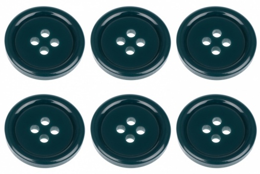 Pack of 6 20mm Peacock Green Buttons with 4 Holes