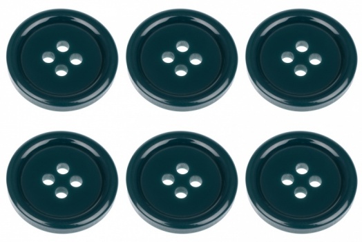 Pack of 6 20mm Peacock Green Buttons with 4 Holes
