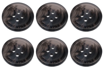 Pack of 6 Black Mock Horn Buttons 20mm