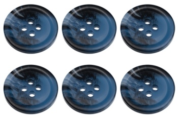 Pack of 6 Blue Mock Horn Buttons 15mm